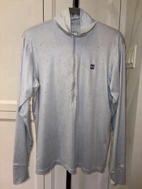 MEC Men's Performance Half-Zip Pullover Light Blue Speckled Lightweight Medium